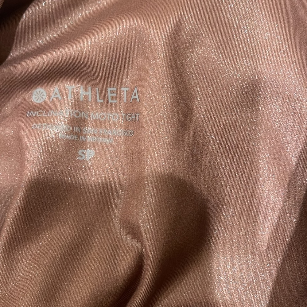 Athleta INCLINATION SHIMMER MOTO TIGHT in DUSTY ROSE, SIZE S - Picture 6 of 10